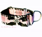 Pink/Black Layered Zebra Grosgrain w/Swarovski Bow