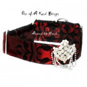 Red Flocked Velvet Swarovski Starfish Pin Collar